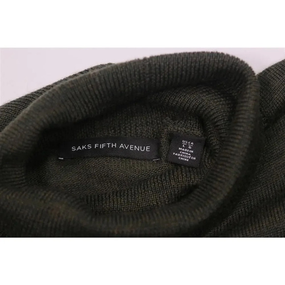 Saks Fifth Avenue Green Knit Wool-Acrylic Turtleneck Large - Picture 5 of 6